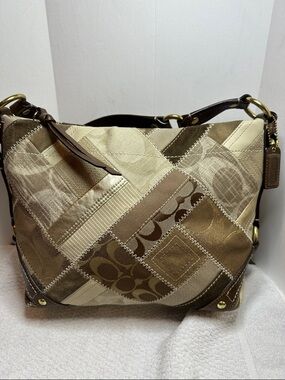 Coach 2008 Patchwork Shoulder Bag in Metallic Gold and Brown Tones